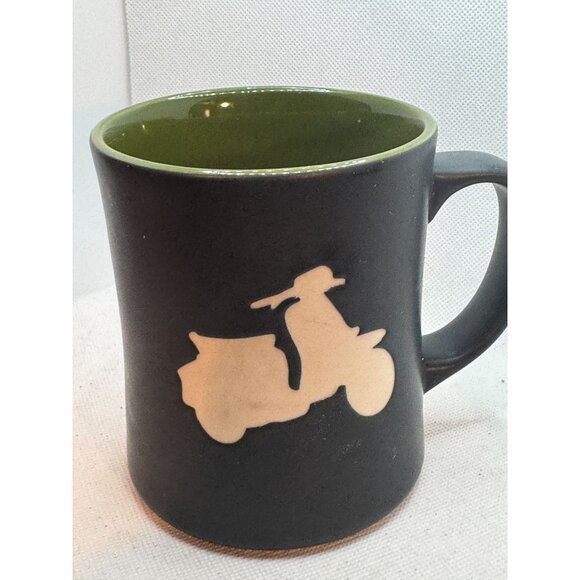Starbucks 2011 Vespa Mopad Scooter Matte Black Olive Green Mug - Picture 2 of 7